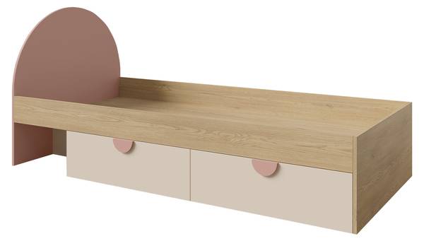 Jugendbett Lexi Beige - Hellrosa - Eiche