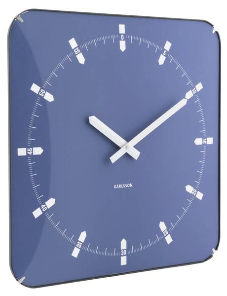 Wanduhr Sucinto Dome Square Blau - Kunstharz - 35 x 35 x 35 cm