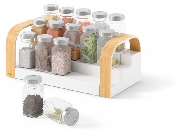 Étagère à épices Bellwood Blanc - Matière plastique - 16 x 13 x 31 cm