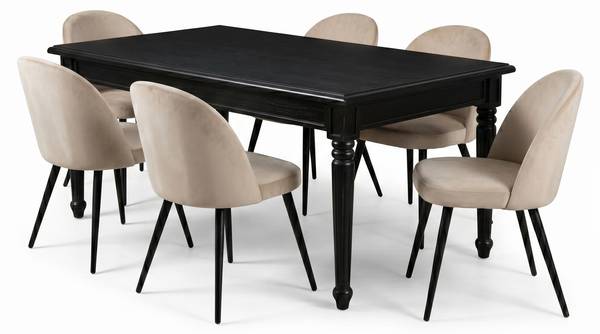 Essgruppe Amaretta 7-teilig Schwarz - Hellbeige