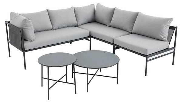 Gartensitzgruppe im Set ULAME Grau - Metall - 137 x 68 x 73 cm