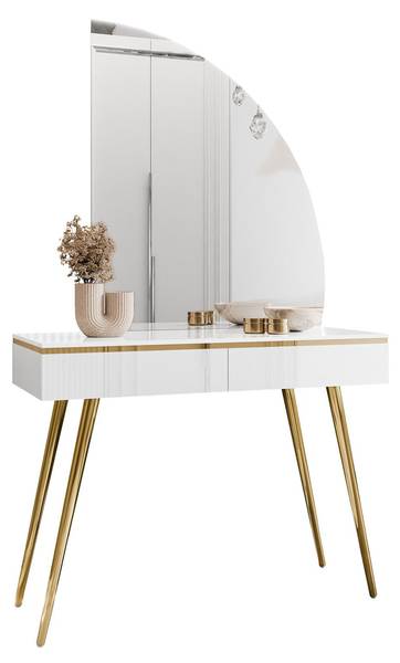 Schminktisch AURORA-SQ Rechte Spiegel Weiß - Holzwerkstoff - 102 x 80 x 44 cm