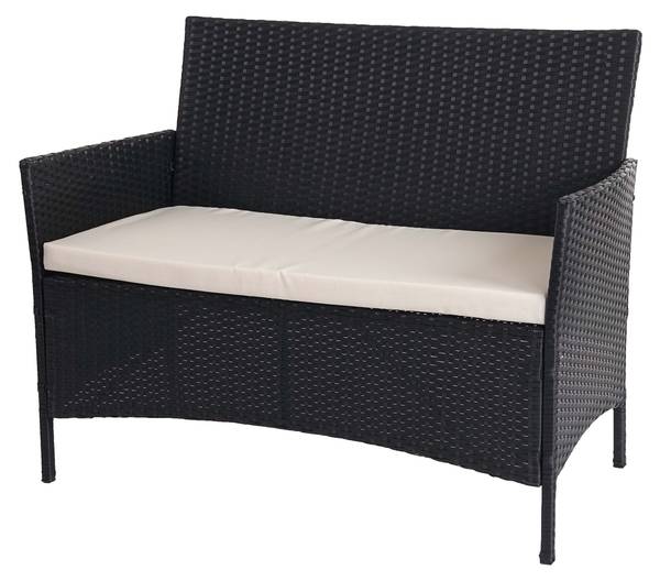Poly-Rattan Gartenbank Hamar Anthrazit - Cremeweiß