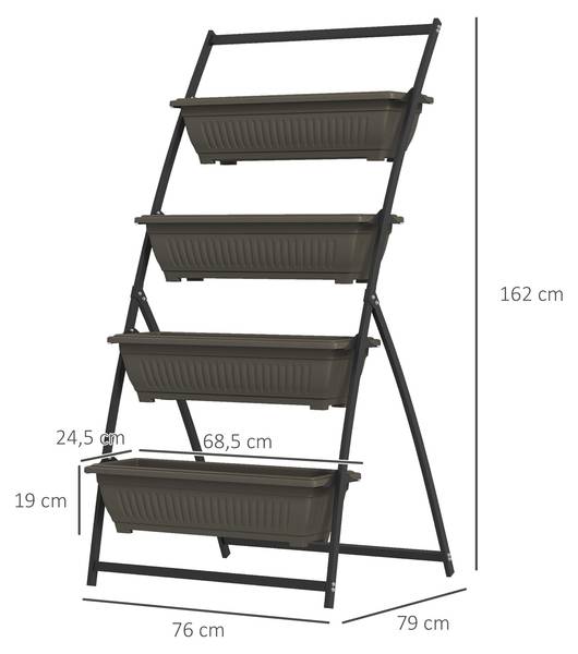 Support pour plantes 84H-050V00DR Marron - Métal - 79 x 162 x 76 cm