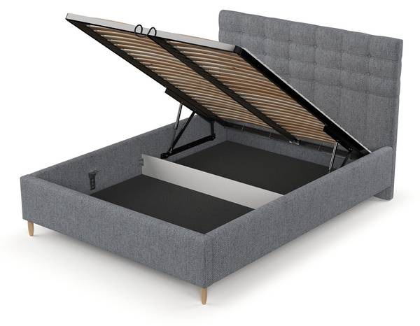Polsterbett SOMA mit Stauraum Stoff Neve Dunkelgrau - Liegefläche Breite: 140 cm