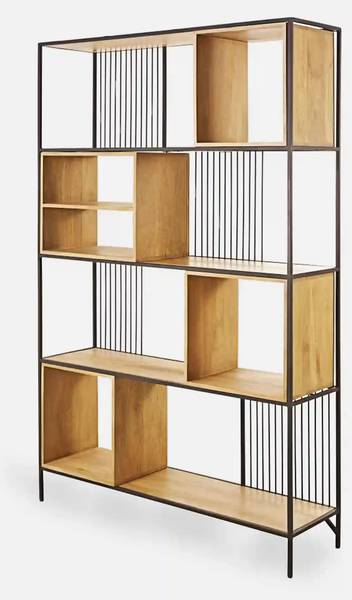 Bücherregal im Industriestil HUGON II Braun - Eiche - Wildeiche - 120 x 195 x 30 cm