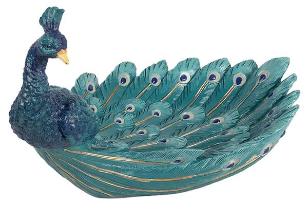 Dekoration Schale Pfau Cosy Anna Blau - Kunststoff - 19 x 16 x 30 cm