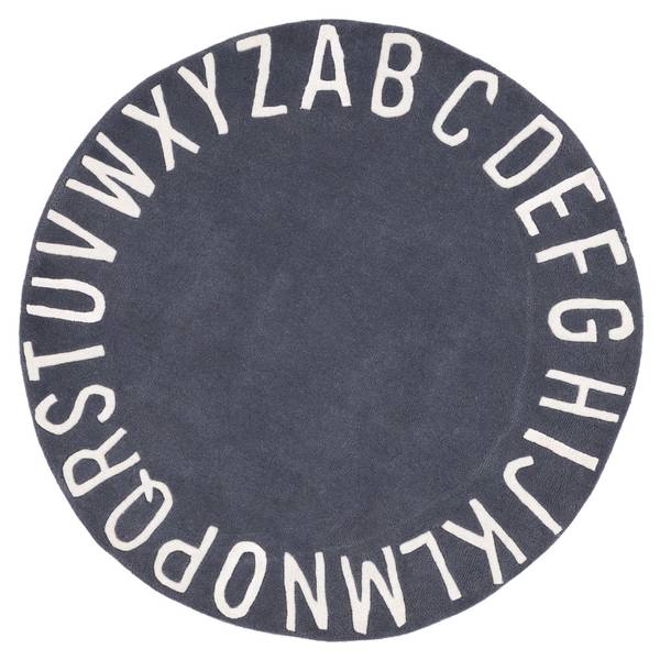 Kurzflorteppich Alphabet Grau