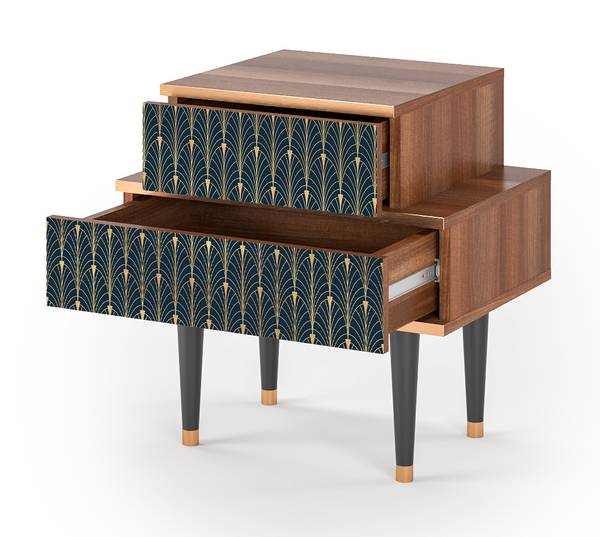 Nachttisch NS1 Walnuss Schwarz - Holzwerkstoff - 58 x 58 x 41 cm