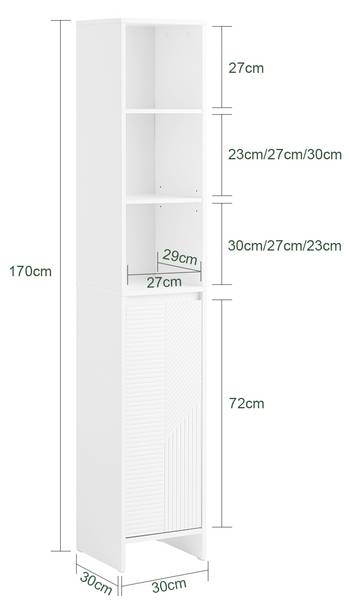 Hochschrank BZR158-W Weiß - Holzwerkstoff - 30 x 170 x 30 cm
