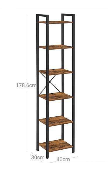 Bücherregal Lubumbashi Braun - Holzwerkstoff - 30 x 188 x 40 cm