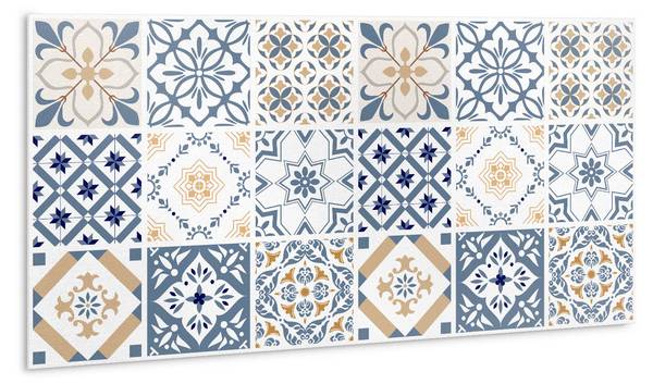 Zelfklevend Wandpaneel Mozaik blauw - polyester-PVC - 100 x 50 x 1 cm