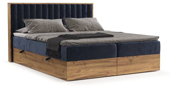Bed Komorebi marineblauw - Breedte: 180 cm - H4