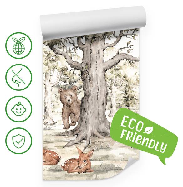 Fototapete für Kinder Tiere im Wald 350 x 256 x 256 cm