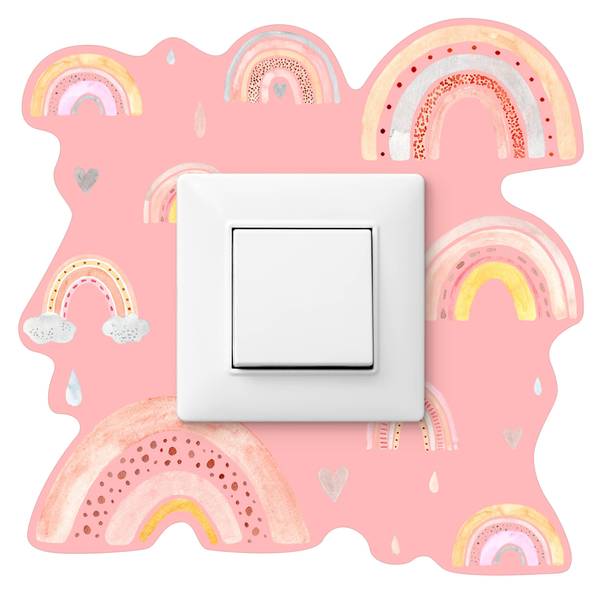 Lichtschalter-Sticker Regenbögen Pink - Rot - Gelb - PVC - 20 x 20 x 20 cm