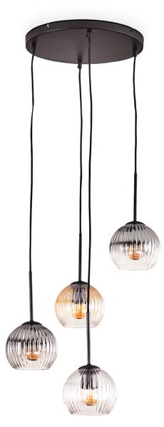 Pendelleuchte Cesaro Grau - Orange - Aluminium - Klarglas - 15 x 147 x 37 cm