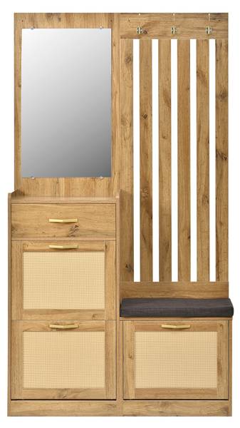 Kompaktgarderobe Coeus Ⅰ Braun - Holzwerkstoff - Glas - Metall - 100 x 180 x 26 cm