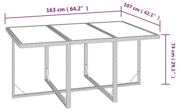 Tuinset 3012316-15 Set van 7 zwart - polyester - polyethyleen - 107 x 74 x 163 cm