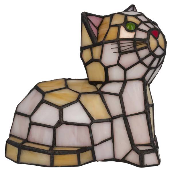 Tiffany Tischlampe Katze 8013 Orange - Glas - 13 x 18 x 18 cm