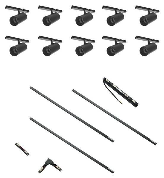 LED-Schienensystem Lyne Schwarz - Metall - 100 x 7 x 200 cm