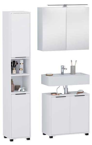 Badkamermeubelset Alina 59648 set van 3 wit - staal - 60 x 60 x 30 cm
