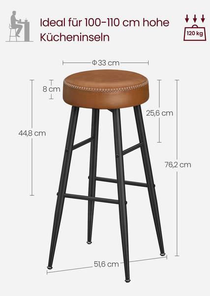 Barkrukken Brazzaville, set van 2 bruin - plaatmateriaal op houtbasis - 52 x 77 x 52 cm