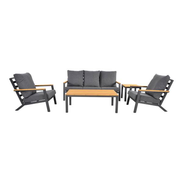 Loungeset 5-teilig DONNA Grau - Metall - 175 x 79 x 99 cm