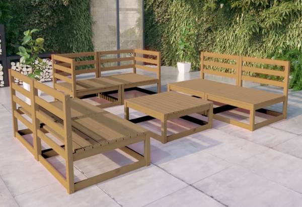 Garten-Lounge-Set 3009898-1 (7-teilig) Braun - Kiefer - 70 x 30 x 70 cm