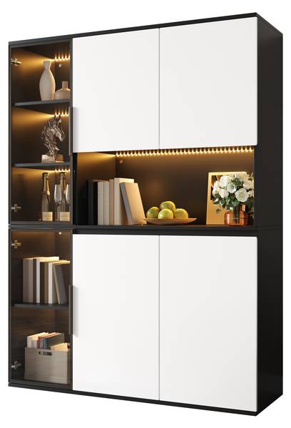 Hochschrank Ourea Ⅶ Schwarz - Weiß - Holzwerkstoff - 120 x 160 x 40 cm