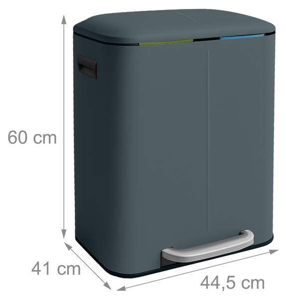 Prullenbak 2 vakken elk 20 liter grijs - zilver