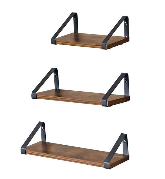 3er-Set Wandregal Schweberegal Braun - Holzwerkstoff - 12 x 11 x 30 cm