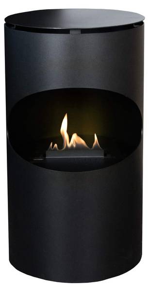 Ethanol-Kamin Silo Schwarz - Edelstahl - Stahl - 45 x 85 x 45 cm