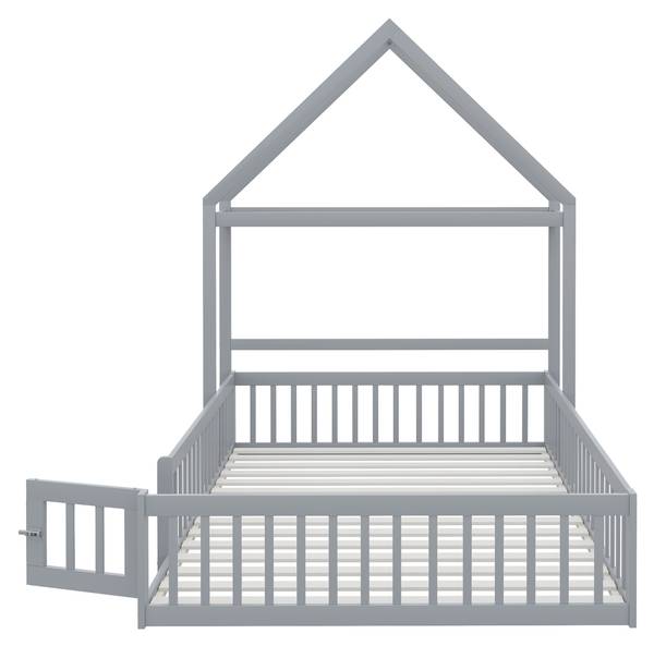 Kinderbett SafeHomey Ⅰ Grau - Holzwerkstoff - 154 x 198 x 205 cm