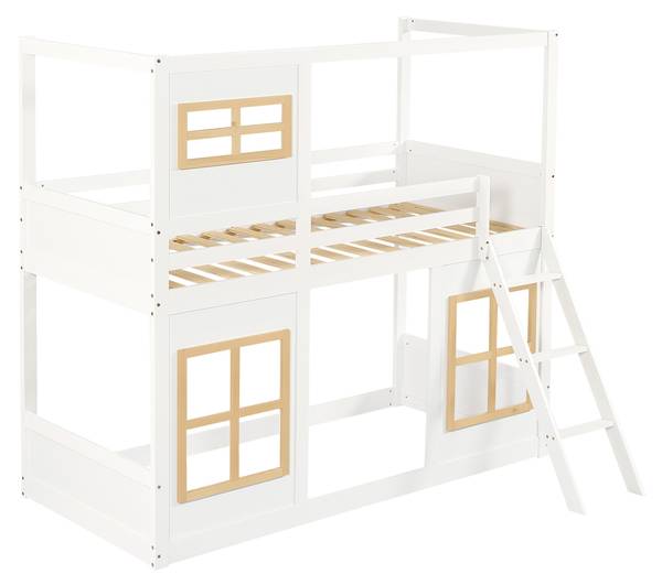 Stockbett K-940 Weiß - Massivholz - 90 x 185 x 200 cm