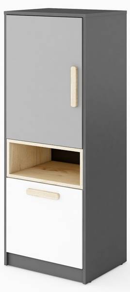 Highboard POK Grau - Buche - 50 x 130 x 40 cm