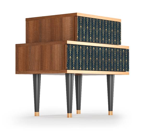 Nachttisch NS1 Walnuss Schwarz - Holzwerkstoff - 58 x 58 x 41 cm