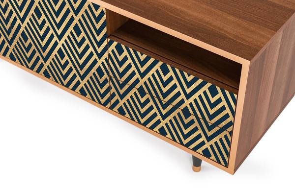 TV-Lowboard T7 Walnuss Gold - Holzwerkstoff - 125 x 56 x 41 cm