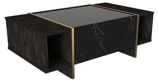 Couchtisch CADEBA Schwarz - Braun - Holz teilmassiv - 104 x 38 x 60 cm