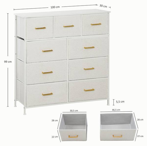 Kommode 831-980V00CW Weiß - Holzwerkstoff - 30 x 99 x 100 cm