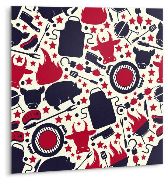 Selbstklebende Fliesen (9 St.) Grill Polyester PVC - 30 x 30 x 1 cm