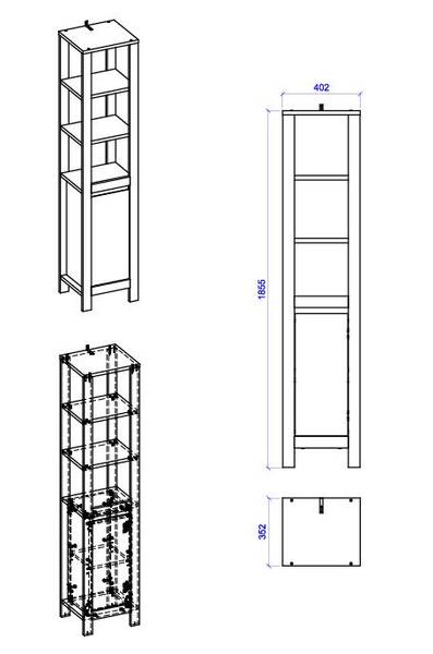 Armoire haute CLASSIC HC40 1D Beige - Bois manufacturé - 40 x 186 x 35 cm
