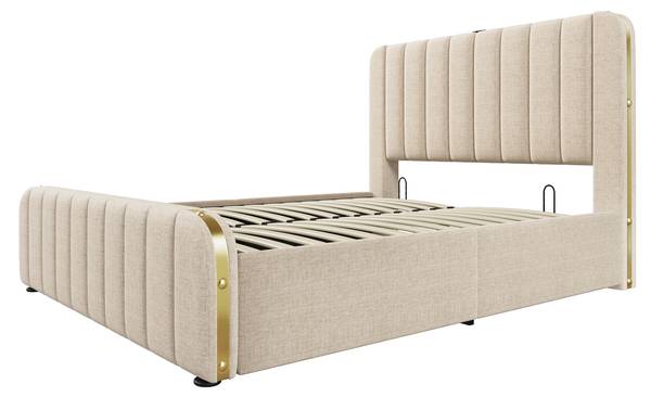 Lit rembourré Zoomusb Ⅱ Beige - Lin - 150 x 102 x 203 cm