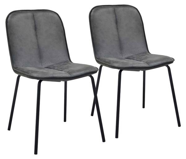 Stühle 2er-Set Alix Grau - Wolle - Stahl - 49 x 82 x 61 cm
