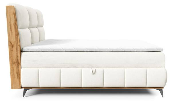 Boxspringbett CHARLIE Ecru - Breite: 125 cm