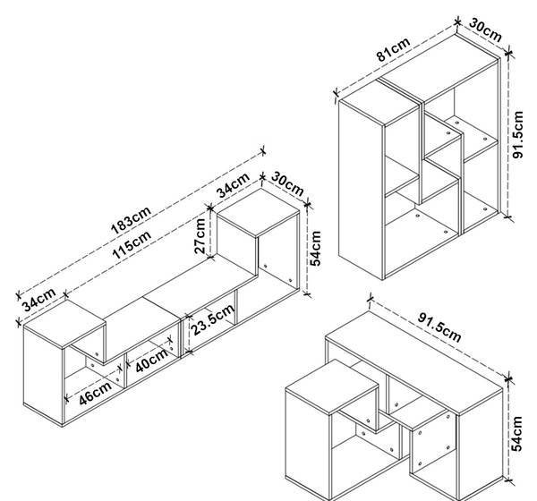 Set d'étagères Hustersurd Anthracite