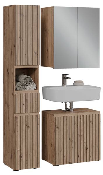 3-delige badkamermeubelset Takumi 58540 bruin - plaatmateriaal op houtbasis - 60 x 58 x 35 cm