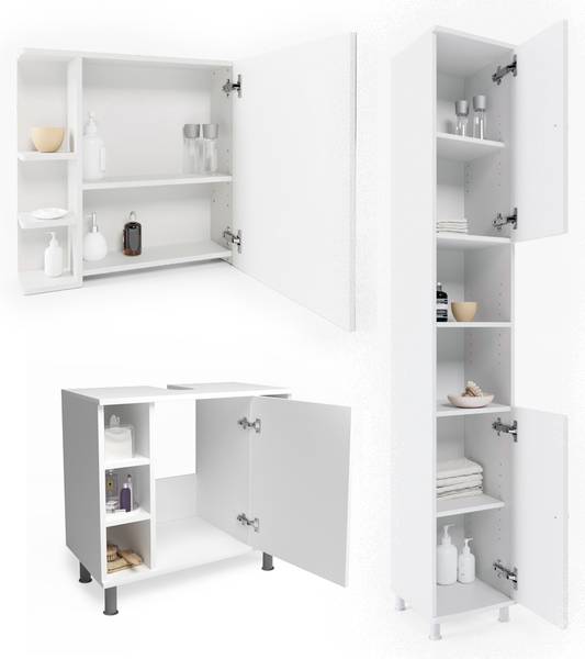 Badmöbel-Set Fynn 24289 3er Set Weiß - Anzahl Teile im Set: 3