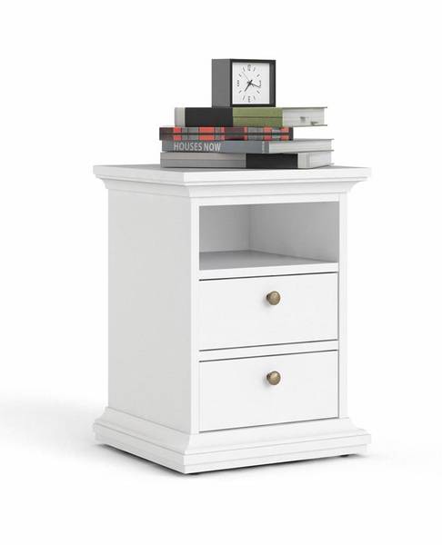 Nachttisch Venedig Weiß - Holz teilmassiv - 44 x 59 x 40 cm