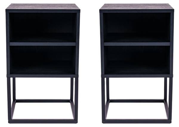 Nachttisch/Beistelltisch Schwarz - Stahl - 40 x 65 x 40 cm