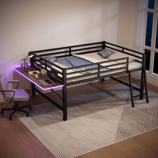 Hochbett Rita Schwarz - Metall - 145 x 102 x 245 cm